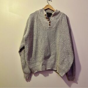 Eddie Bauer 100% Cotton Chunky Knit Sweater Oversized Tall Beige Outdoor Cozy L
